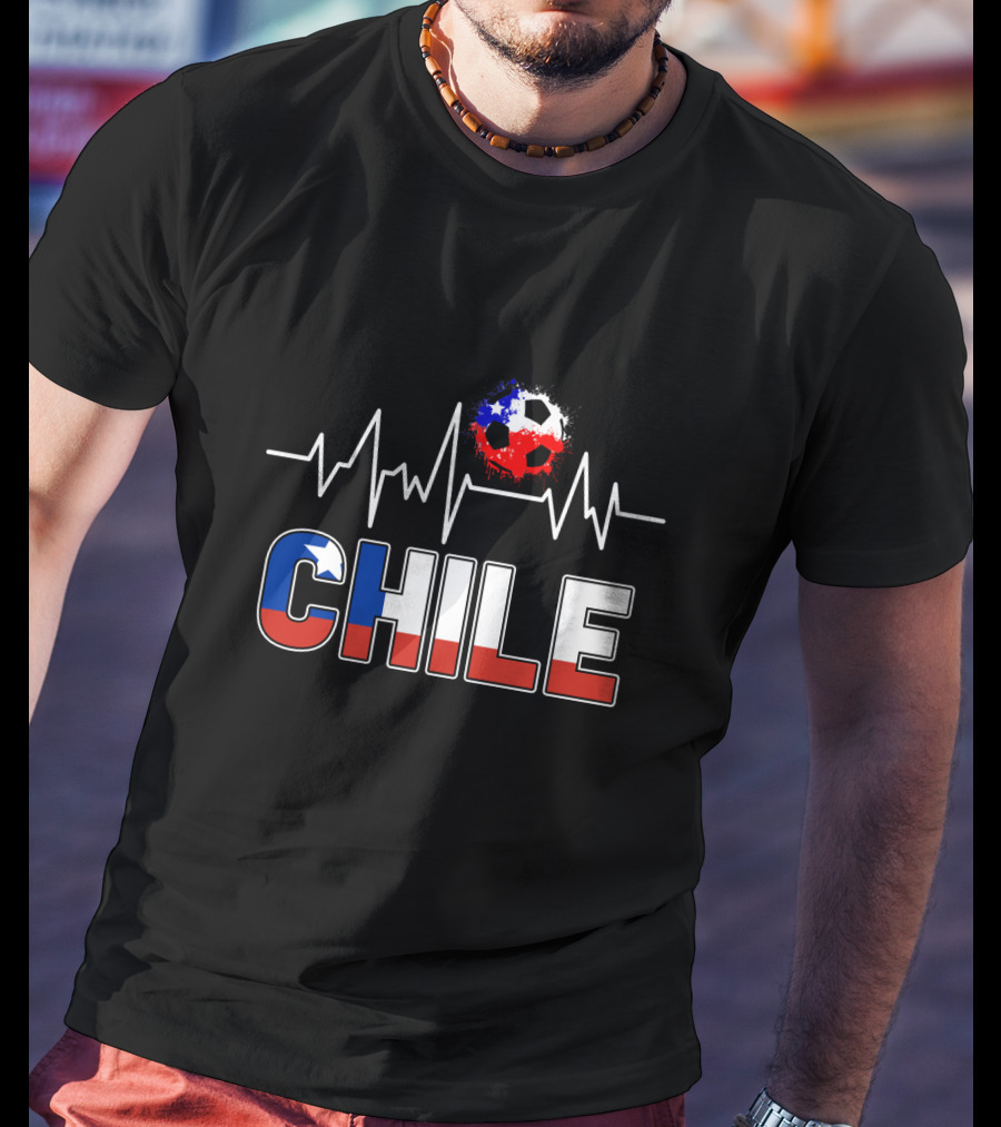 Chile Soccer Jersey Chilean Futbol Passion Heartbeat Flag Colors T-Shirt