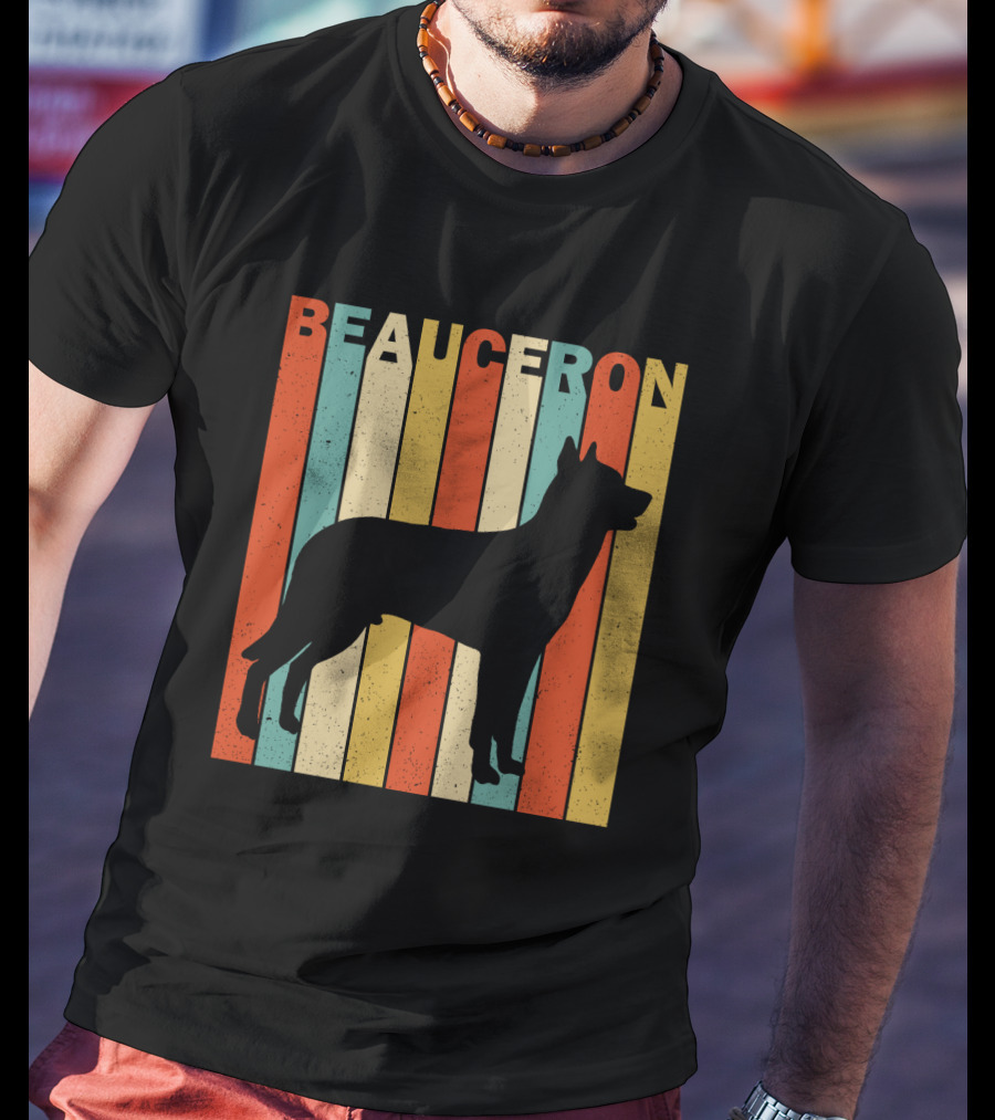 Beauceron Retro Silhouette Vertical Stripes T-Shirt