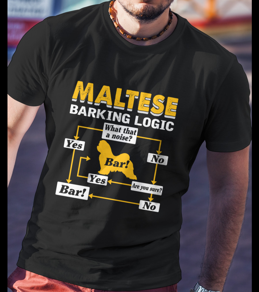 Maltese Barking Logic What That A Noise Bar Are You Sure? Yes No T-Shirt