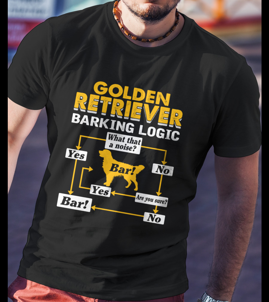 Golden Retriever Barking Logic Flowchart Humor T-Shirt