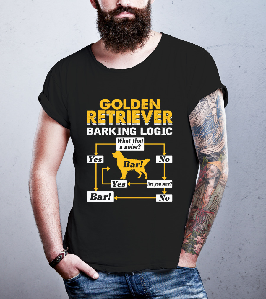 Golden Retriever Barking Logic Flowchart Humor T-Shirt