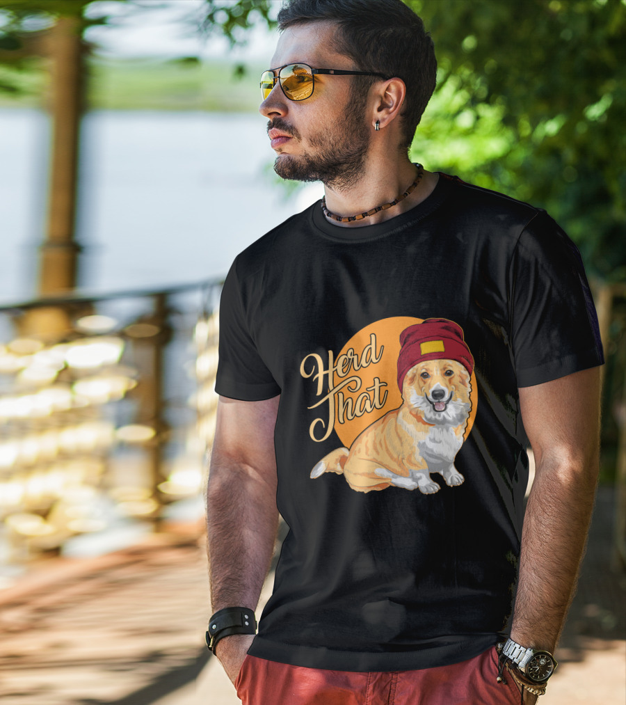 Herd That Corgi In A Beanie For Animal Lovers T-Shirt