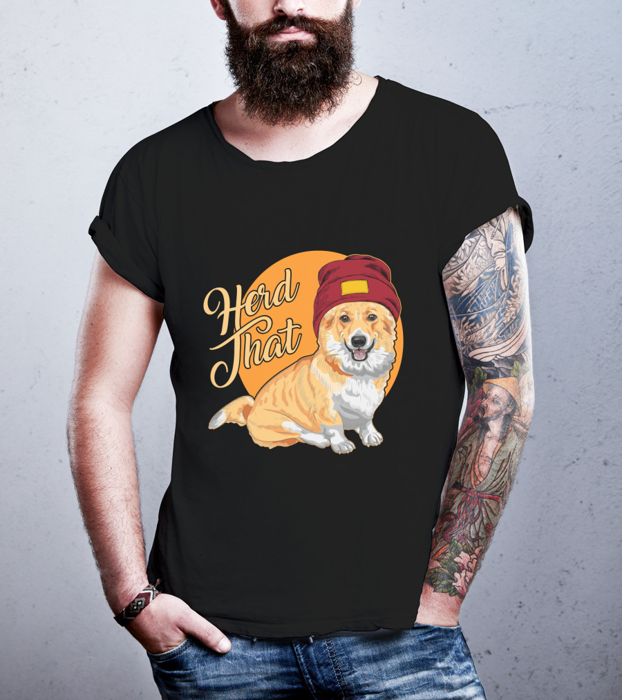 Herd That Corgi In A Beanie For Animal Lovers T-Shirt