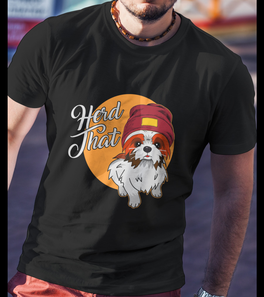 Herd That Shih Tzu Animal Lover Dog With Hat Sketch T-Shirt