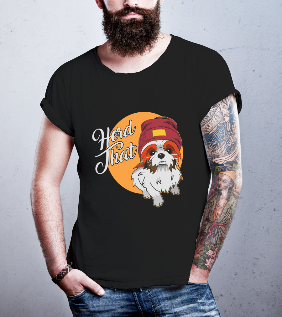 Herd That Shih Tzu Animal Lover Dog With Hat Sketch T-Shirt