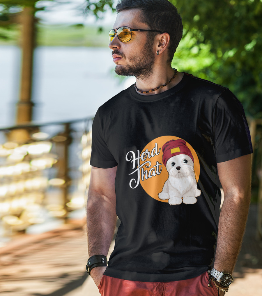 Herd That Funny Maltese Dog Lover Beanie T-Shirt