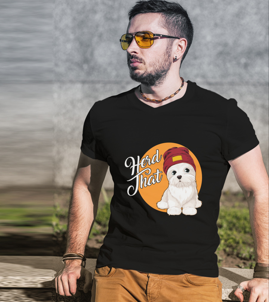 Herd That Funny Maltese Dog Lover Beanie T-Shirt