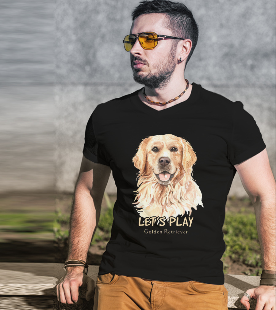 LET'S PLAY Golden Retriever Dog Watercolor T-Shirt