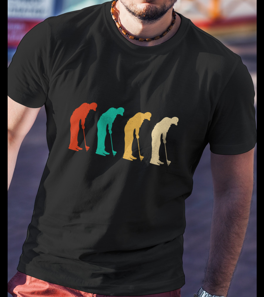 Retro Colorful Golf Silhouettes Vintage Golf T-Shirt
