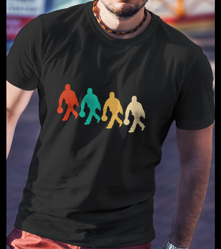 Vintage Bowling Silhouette Retro Colorful Bowlers T-Shirt
