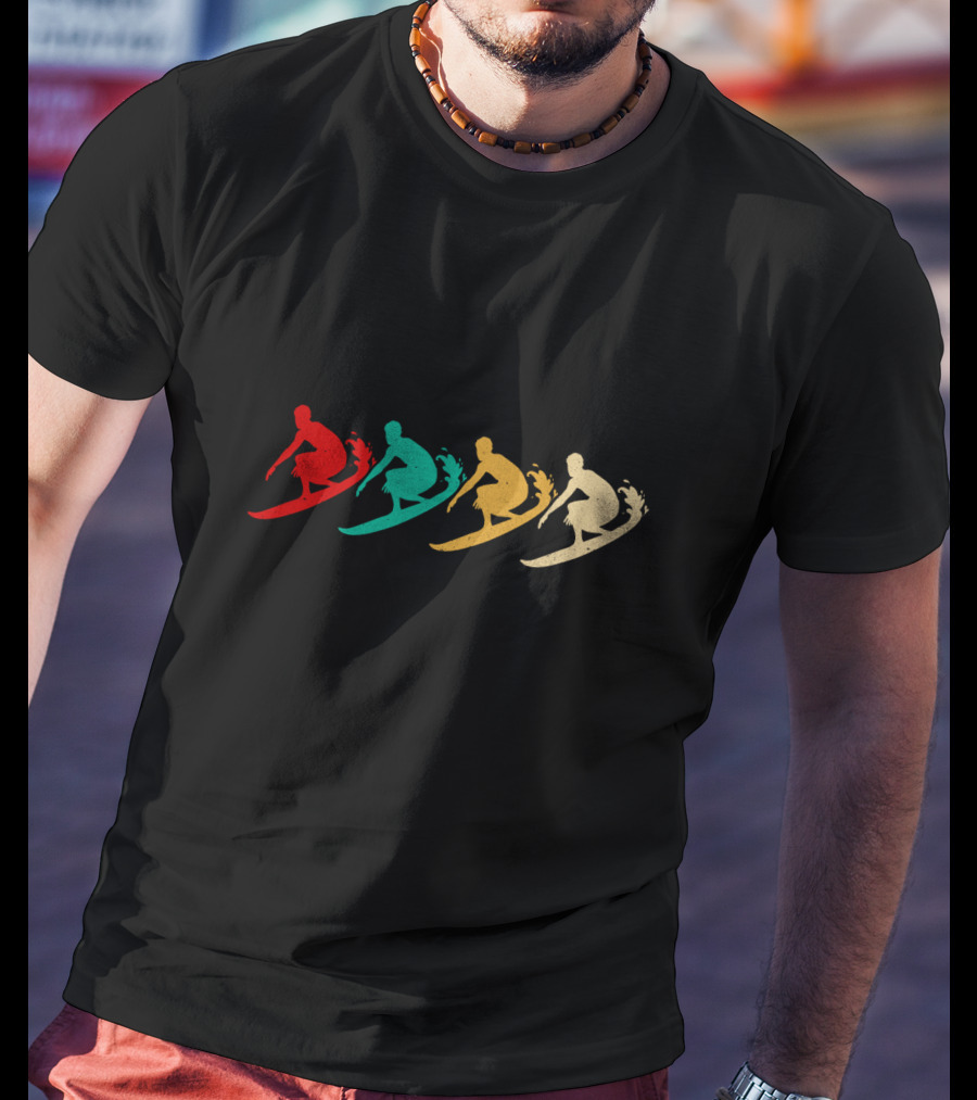 Vintage Surfing Retro Colorful Wave Riders T-Shirt