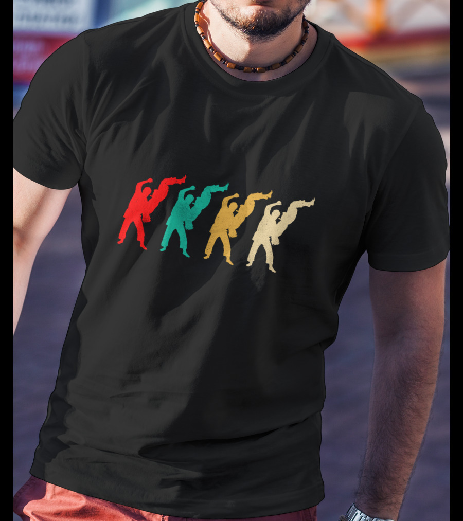 Vintage Jiu Jitsu Colorful Silhouettes Martial Arts T-Shirt