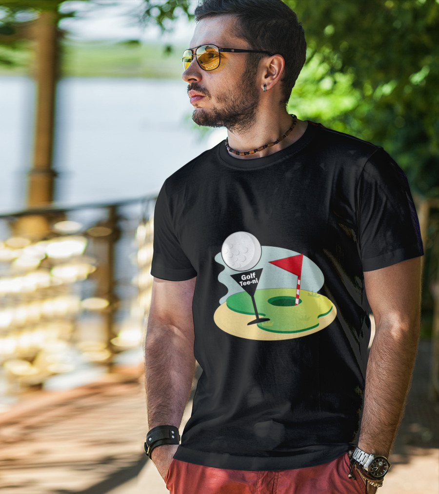 Golf Tee-ni Golf Ball Green Flag Hole T-Shirt