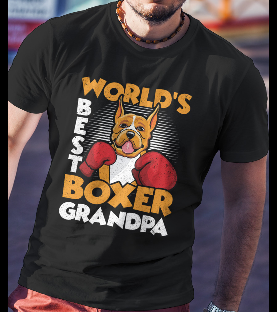 World's Best Boxer Grandpa Red Gloves Dog T-Shirt