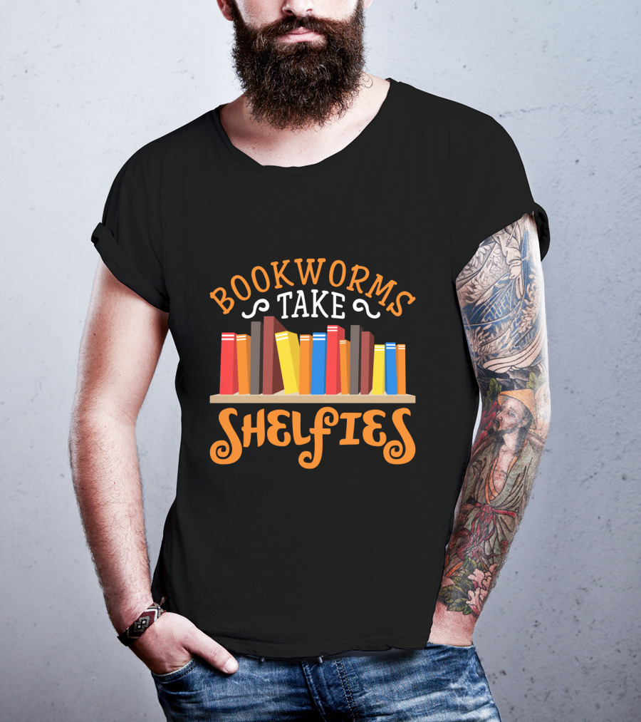 Bookworms Take Shelfies With Colorful Books On Shelf T-Shirt