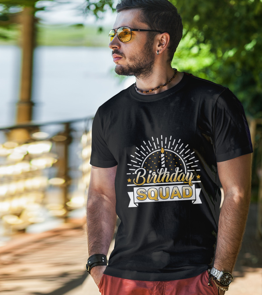 Birthday Squad Candle Celebration Banner Stars T-Shirt