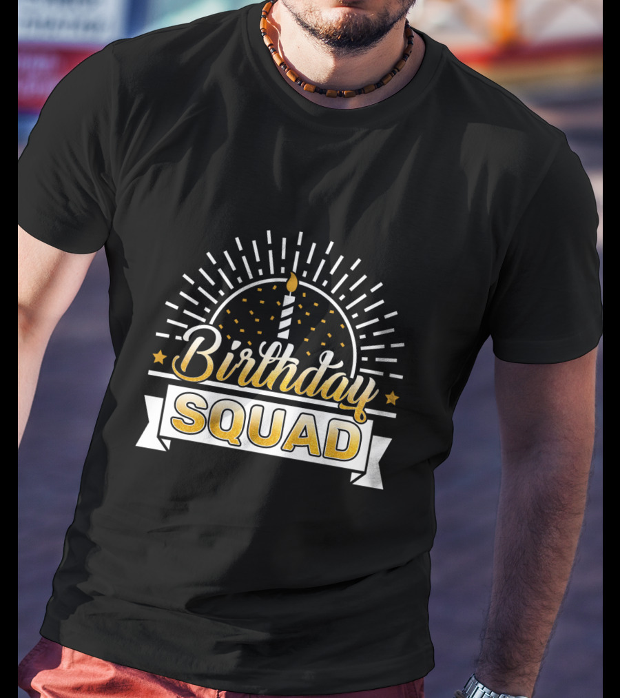 Birthday Squad Candle Celebration Banner Stars T-Shirt