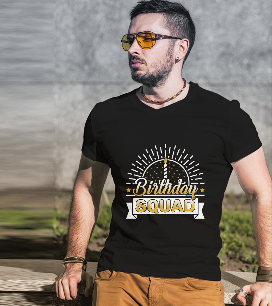 Birthday Squad Candle Celebration Banner Stars T-Shirt