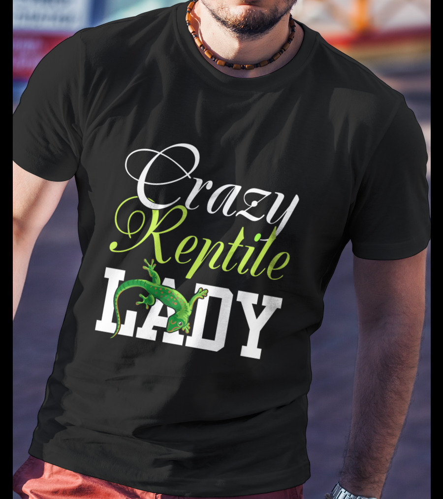 Crazy Reptile Lady Green Gecko T-Shirt
