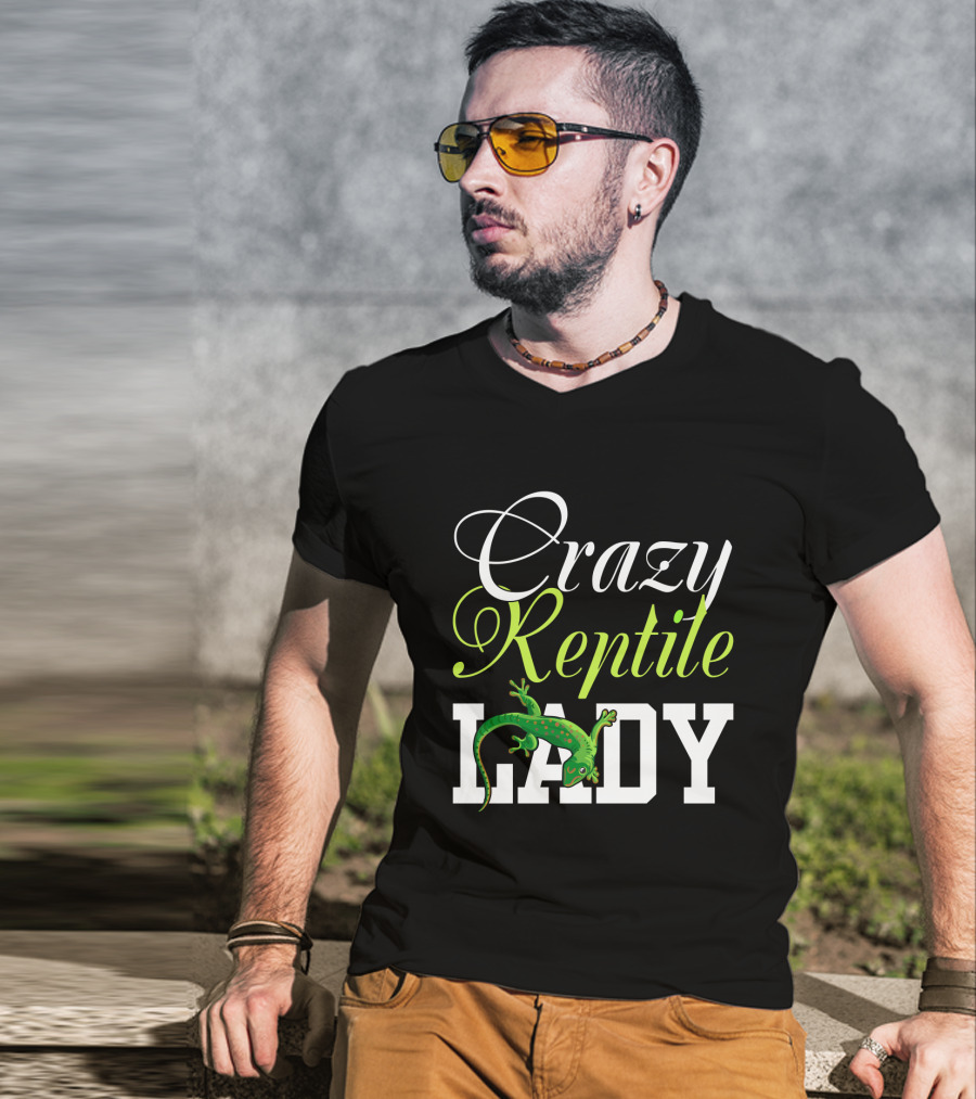 Crazy Reptile Lady Green Gecko T-Shirt