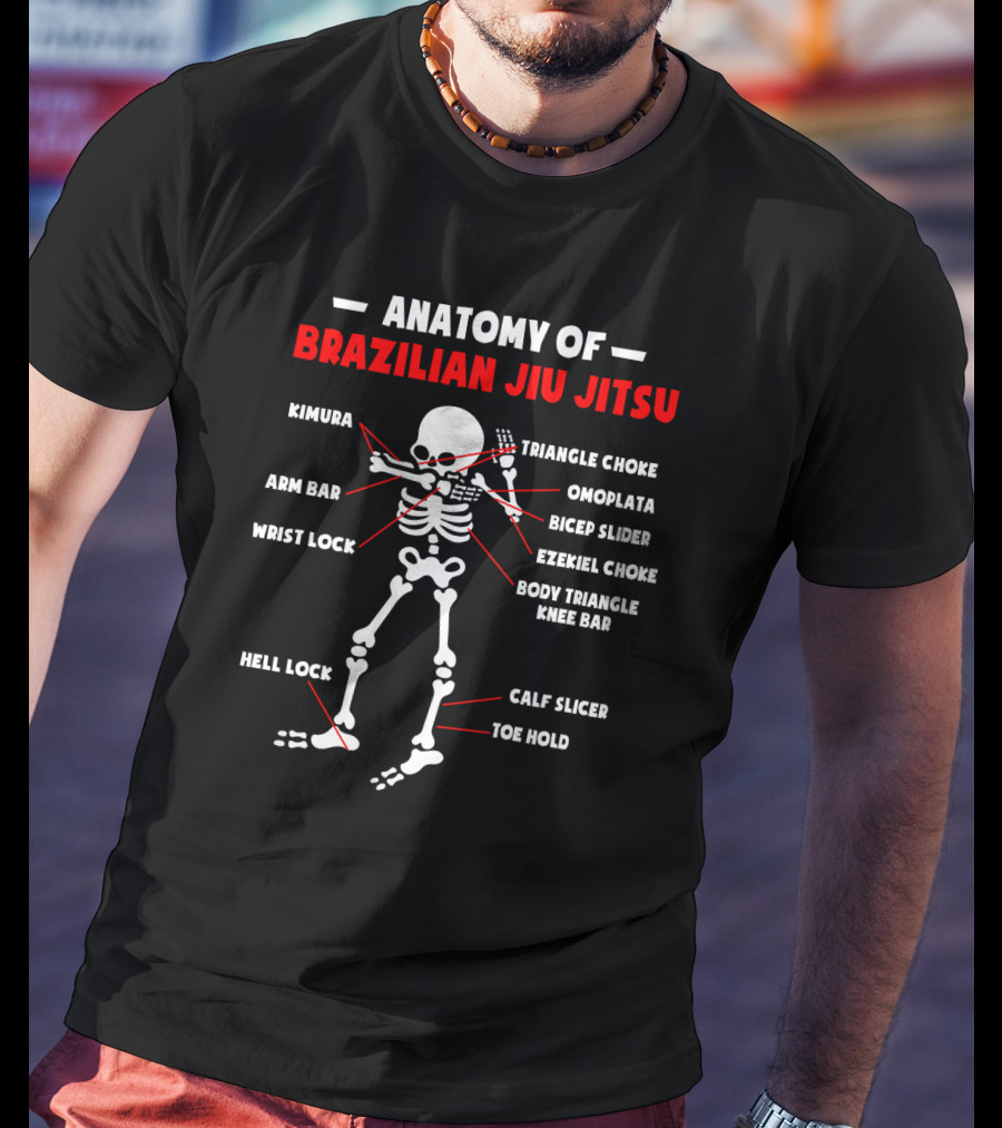 Anatomy Of Brazilian Jiu Jitsu: Kimura, Triangle Choke, Omoplata, Arm Bar, Bicep Slider, Ezekiel Choke, Wrist Lock, Body Triangle, Knee Bar, Hell Lock, Calf Slicer, Toe Hold T-Shirt