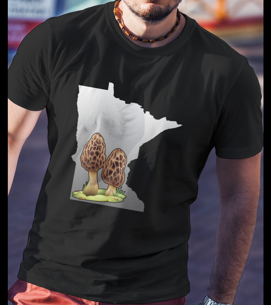 Minnesota Map With Two Morel Mushrooms In Front T-Shirt