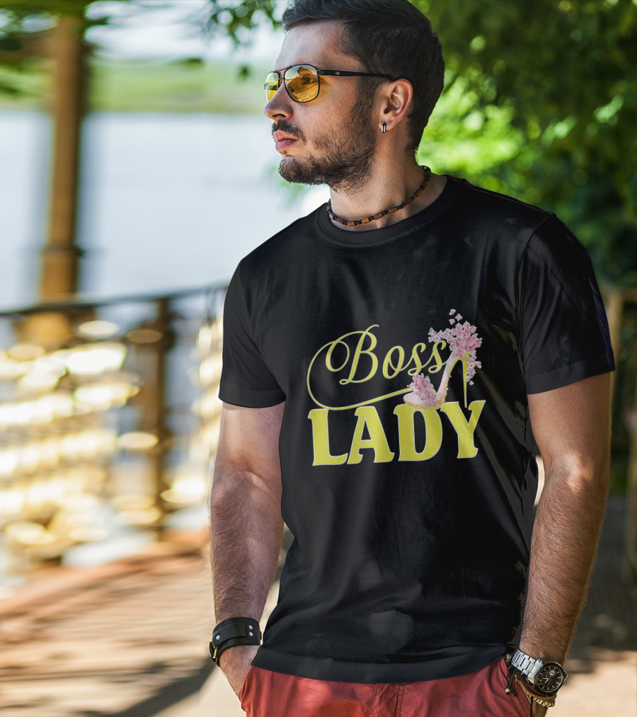 Boss Lady Floral Gold High Heel T-Shirt