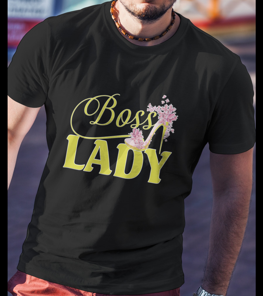 Boss Lady Floral Gold High Heel T-Shirt