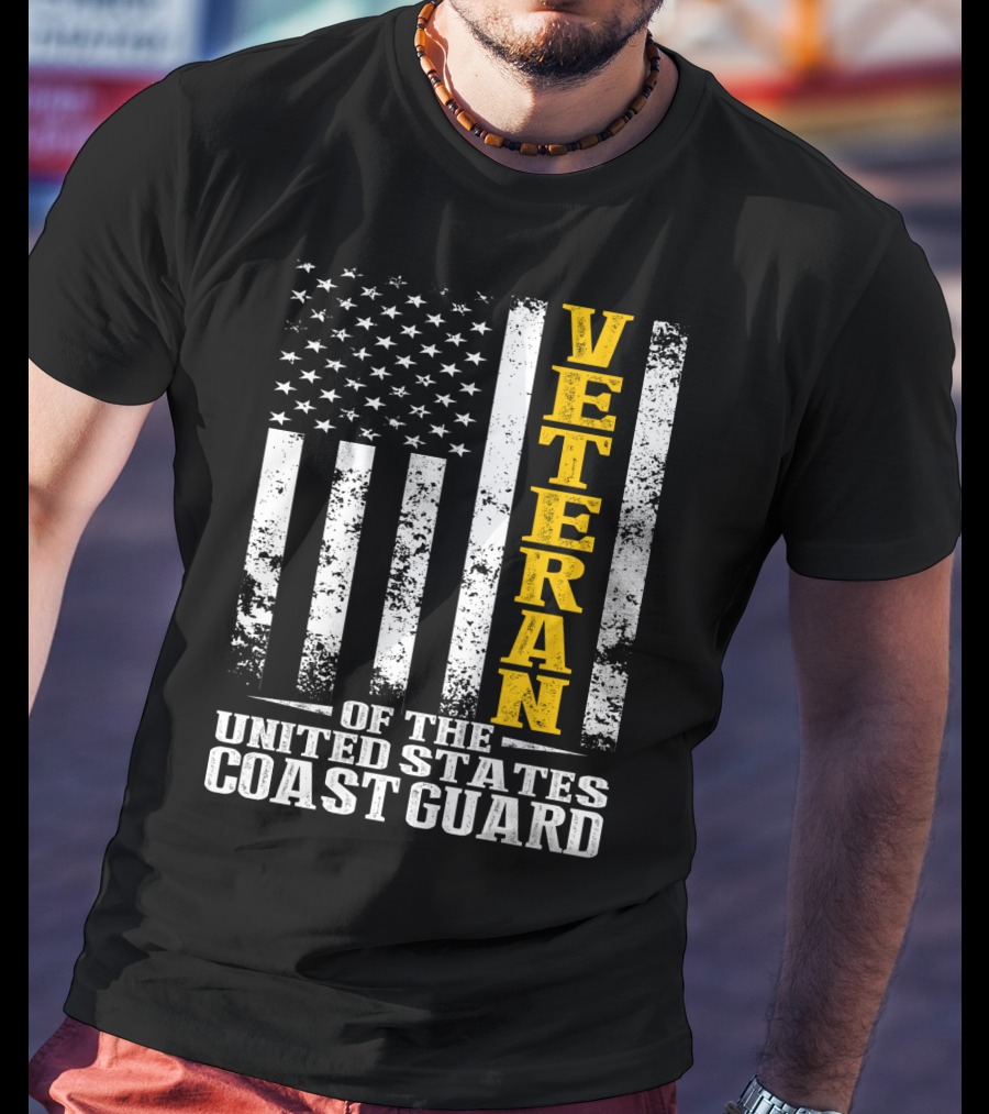 Veteran Of The United States Coast Guard USA Flag T-Shirt