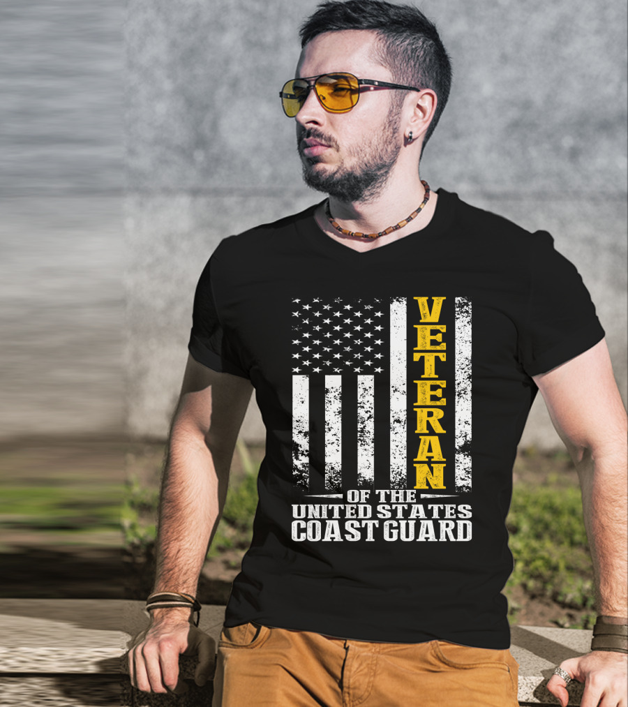 Veteran Of The United States Coast Guard USA Flag T-Shirt