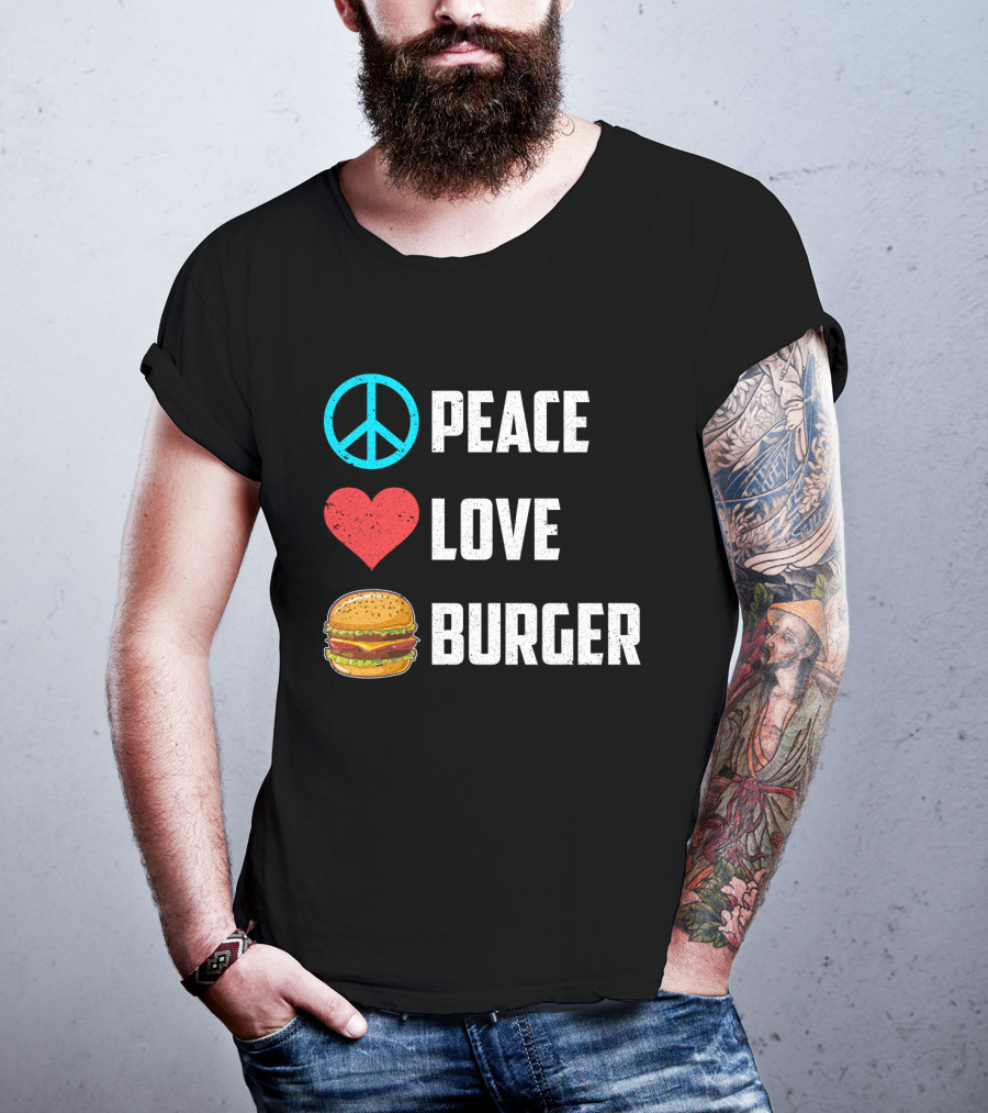 Peace Heart Love Burger T-Shirt