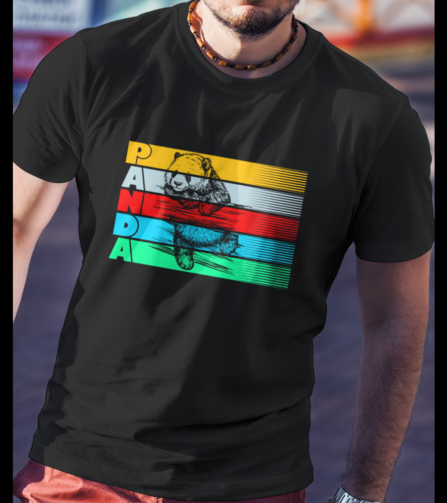 Panda PAPA Retro Striped T-Shirt