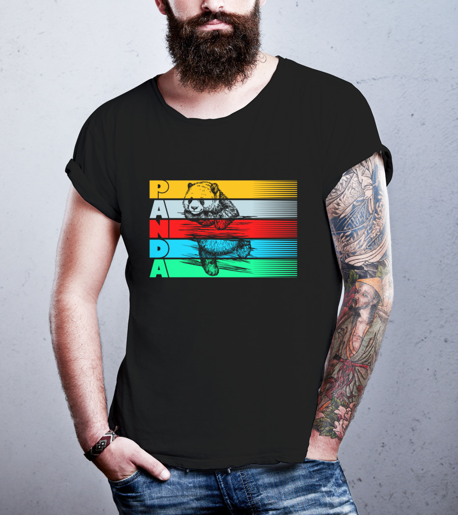 Panda PAPA Retro Striped T-Shirt