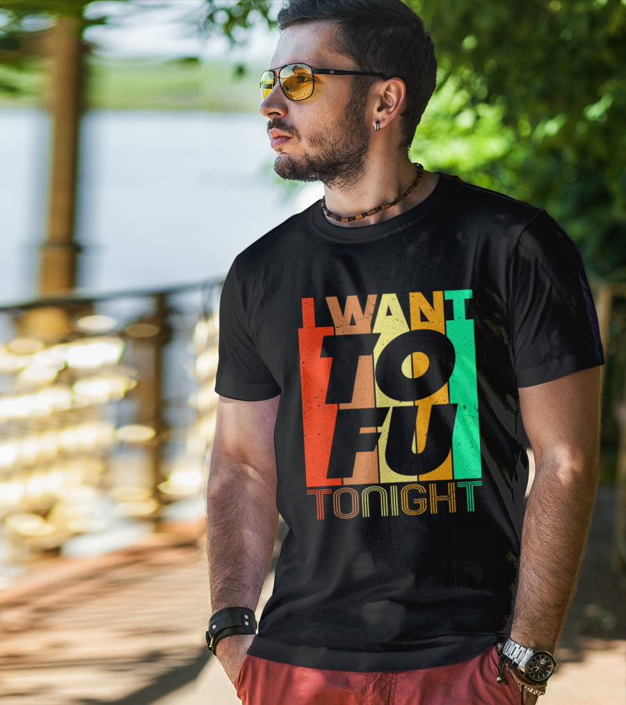 I Want Tofu Tonight Retro Text Blocks T-Shirt
