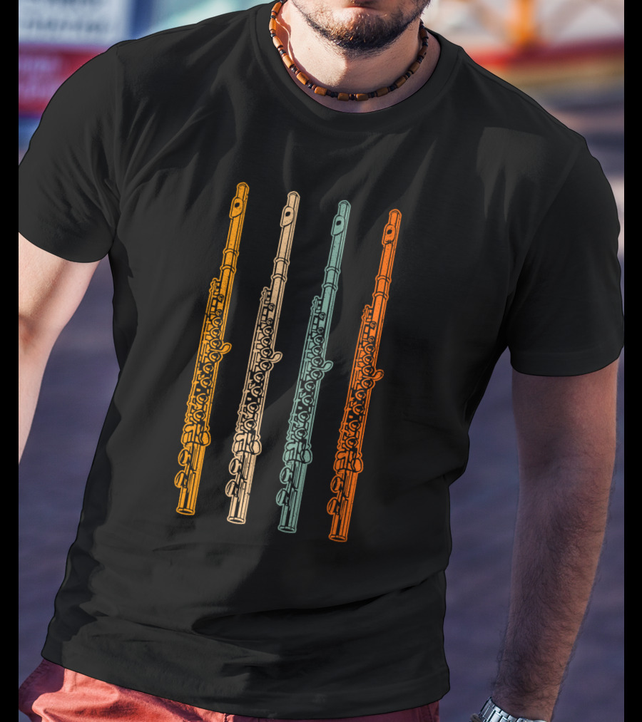 Vintage Flute Retro Colorful Instrument T-Shirt