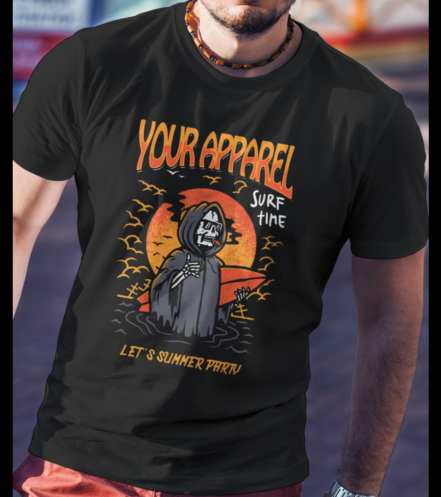 Your Apparel Surf Time Let's Summer Party Goblin Skull T-Shirt