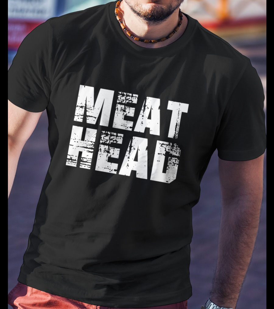 MEAT HEAD Pixelated Lettering Bold White T-Shirt