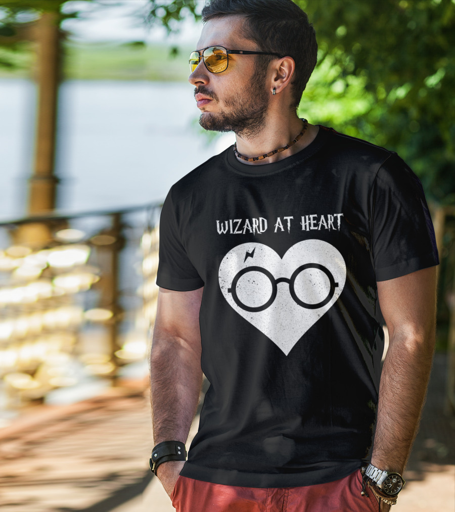 Wizard At Heart Harry Glasses Lightning Bolt Heart T-Shirt