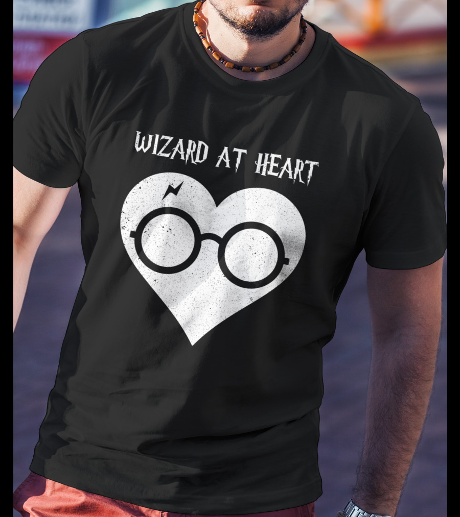 Wizard At Heart Harry Glasses Lightning Bolt Heart T-Shirt