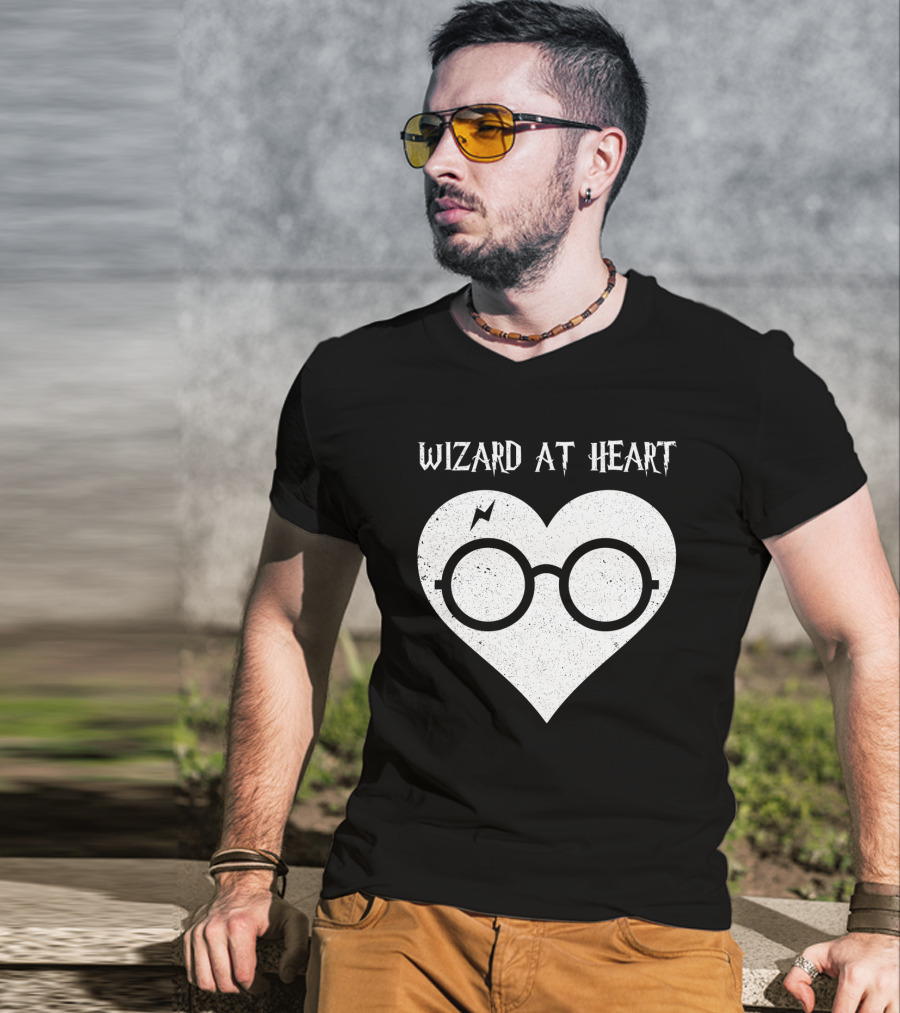 Wizard At Heart Harry Glasses Lightning Bolt Heart T-Shirt