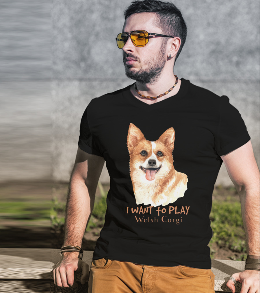 I Want To Play Welsh Corgi Dog Watercolor T-Shirt