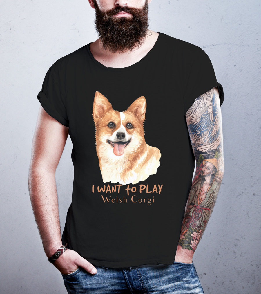 I Want To Play Welsh Corgi Dog Watercolor T-Shirt