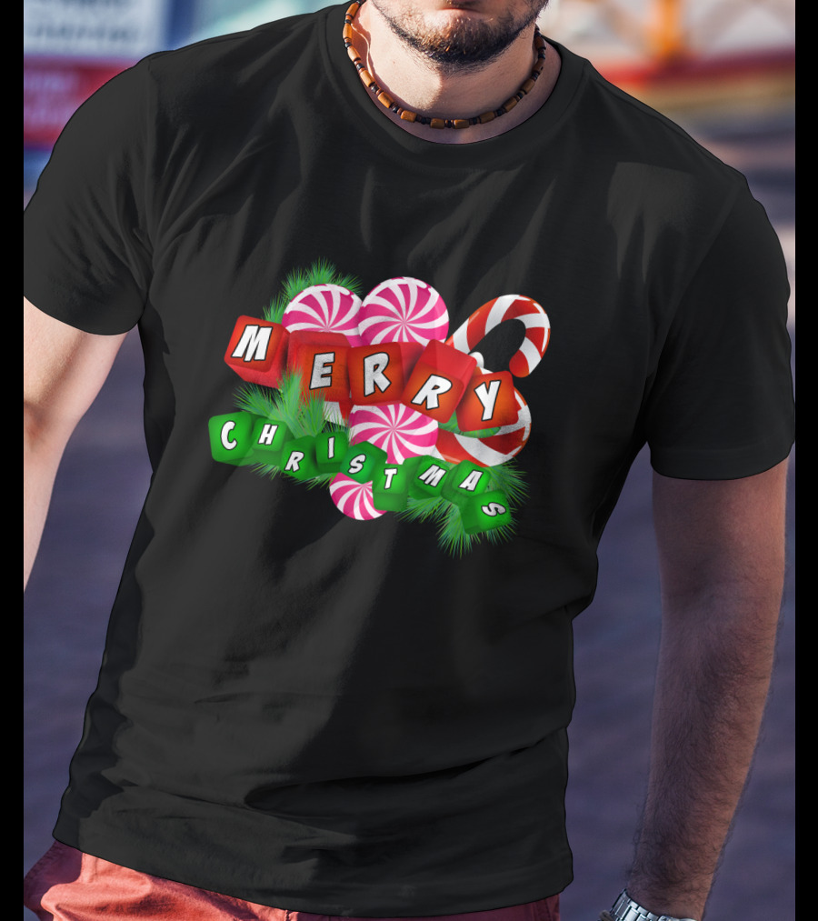 Merry Christmas Candy Canes And Peppermint Ornaments T-Shirt