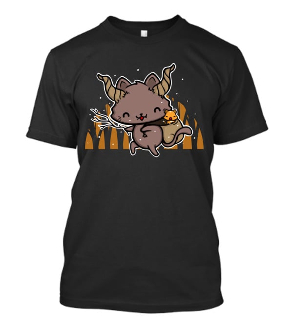 Cute Krampus Carrying Sack With Festive Horned Creature T-Shirt