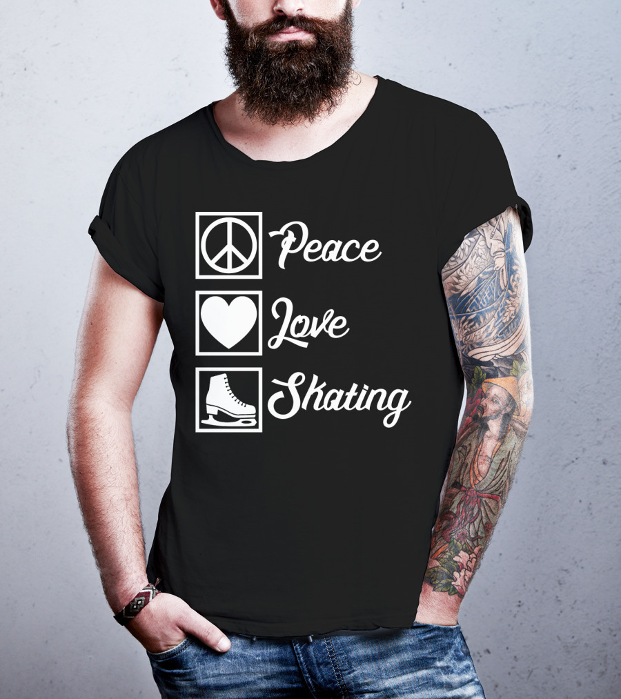 Peace Love Skating Peace Heart Ice Skates T-Shirt
