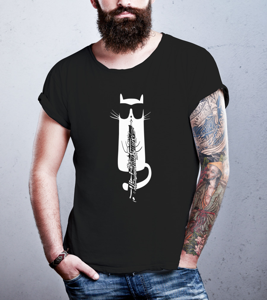 Cool Cat With Shades Playing Oboe T-Shirt
