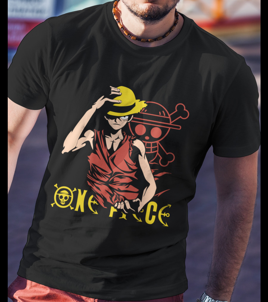 One Piece Luffy Straw Hat Pirate Skull T-Shirt