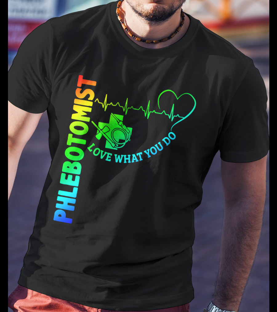 Phlebotomist Love What You Do Heartbeat Iconic Medical T-Shirt
