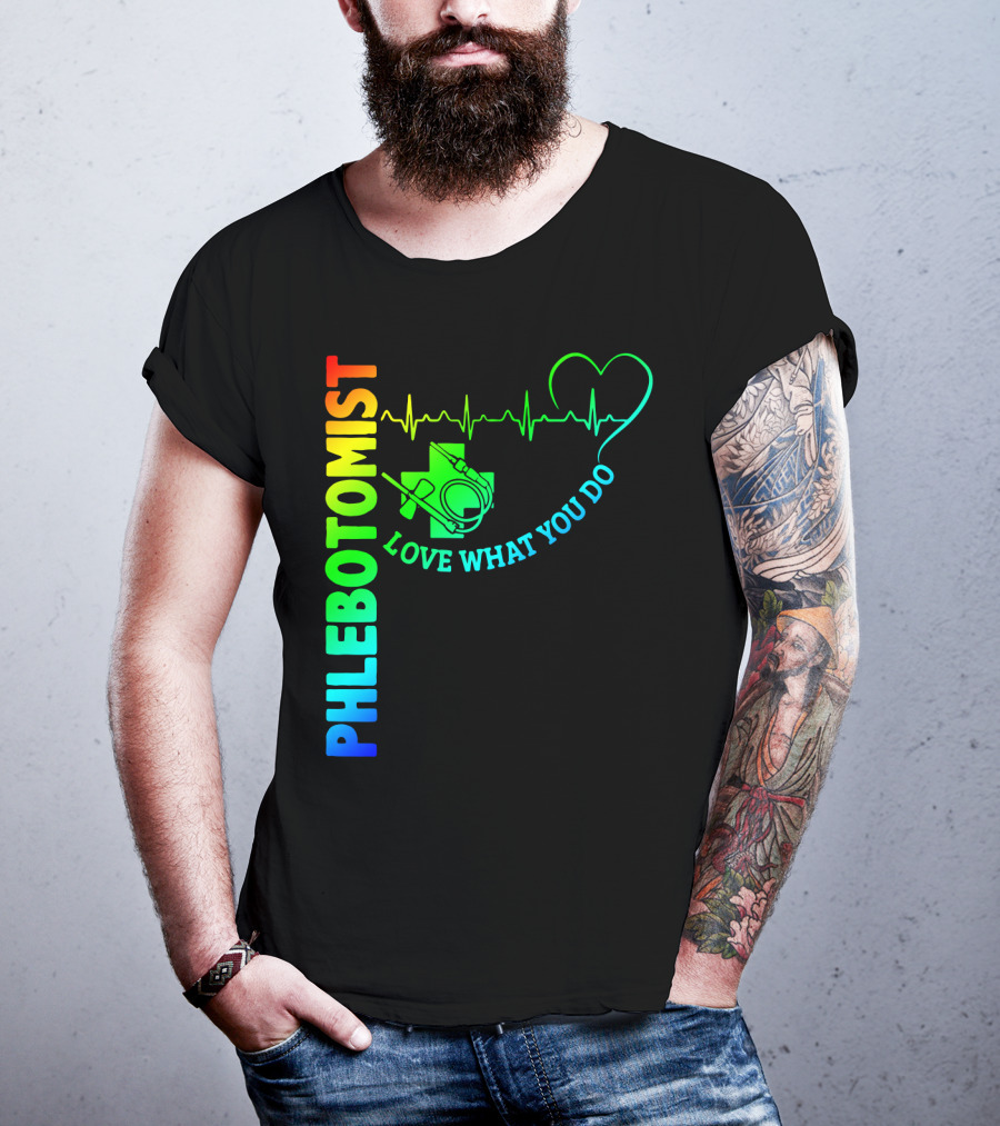 Phlebotomist Love What You Do Heartbeat Iconic Medical T-Shirt