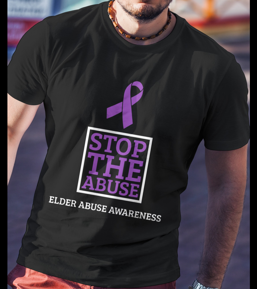 Stop The Abuse Elder Abuse Awareness Purple T-Shirt